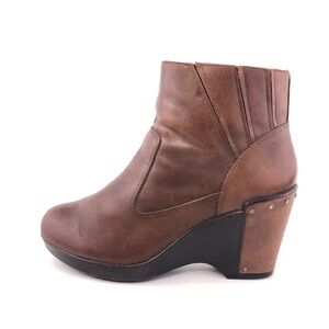 Dansko Faith Brown Leather Wedge Ankle Boots EUR 41